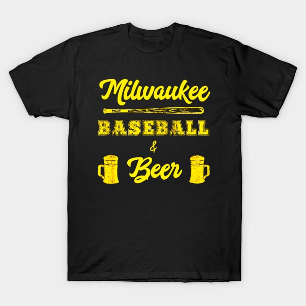 Classic Milwaukee Baseball & Beer Fan T-Shirt by Vigo